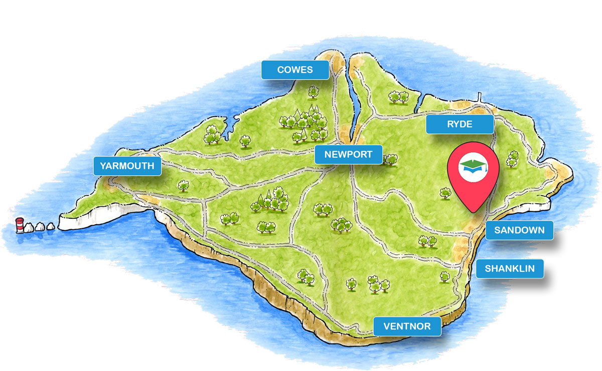School trip Isle of Wight location map for Brading Roman Villa
